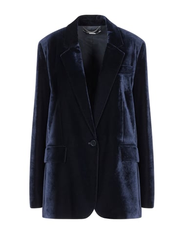 Stella McCartney Dark Blue Velvet Single Breasted Blazer