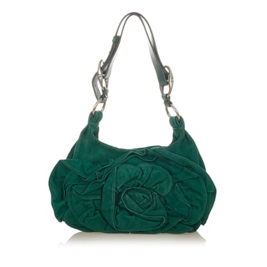 Vintage YSL Nadia Suede Shoulder Bag Green