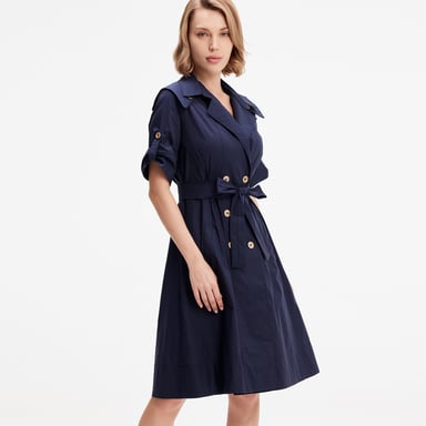 Cotton trench-coat dress