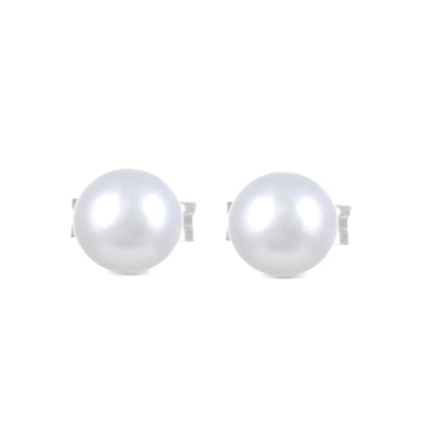 Luxenter basic earrings in 925 sterling silver and white pearl with rhodium plated finish
