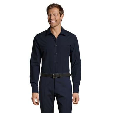 SOLS Mens Baltimore Fitted Shirt (Dark Blue)