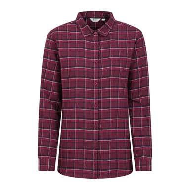 Mountain Warehouse Womens/Ladies Balsam Brushed Flannel Longline Shirt (Burgundy)