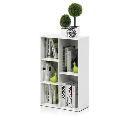Furinno 5-Cube Open Shelf, White Furniture Living Room Bedroom Cabinet