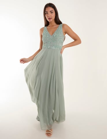Embellished V-Neck Maxi Dress