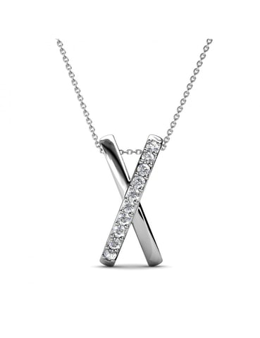 X Duo Pendant - Silver and Crystal