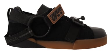 Dolce & Gabbana Men's Black Leather Low Top Casual Sneakers