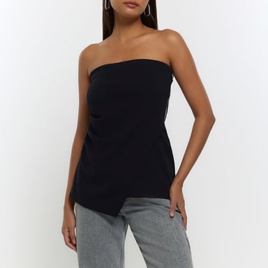 River Island Women Asymmetric Top Black Bandeau