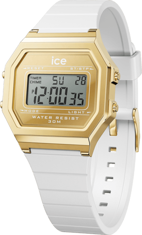 Ice Watch Ice Digit Retro - Metal Gold Mirror - White Dames Horloge Wit 022733