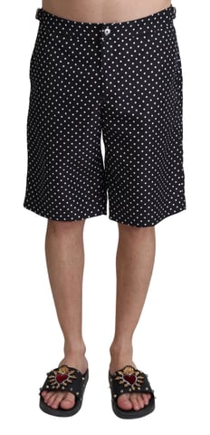 Dolce & Gabbana Herrers Svarta Prickiga Badshorts Baddräkt