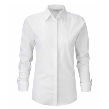 Russell Collection Womens/Ladies Ultimate Stretch Fitted Long-Sleeved Shirt (White)