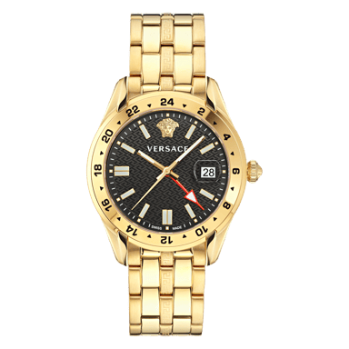 Versace Greca Tijd GMT Heren Gouden Horloge VE7C00723