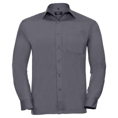 Russell Collection Mens Classic Polycotton Long-Sleeved Shirt (Convoy Grey)