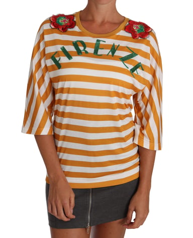 Dolce & Gabbana Women's White Orange FIRENZE Top T-shirt