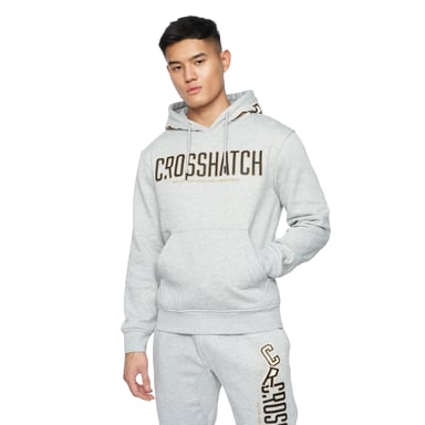 Crosshatch Mens Doddington Hoodie (Ljusgrå Marl)