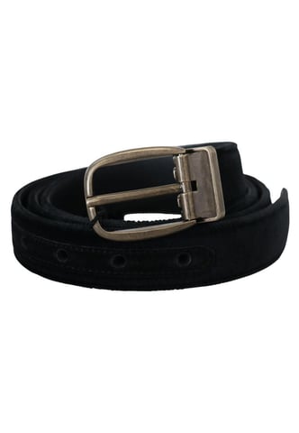 Dolce & Gabbana Men's Black Velvet Leather Antique Metal Buckle