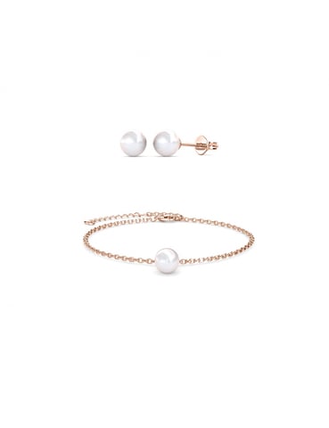 Full Moon Crystal Pearl set - Rose Gold and Crystal
