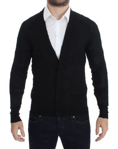 Costume National Men's Black Fine Wool Button Cardigan