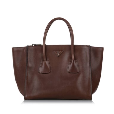 Vintage Prada Twin Pocket Leather Satchel Brown