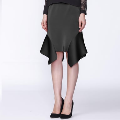 Straight skirt with flared ruffles alongside