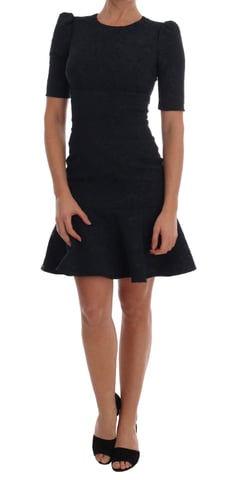 Dolce & Gabbana Svart Blå Utsvängd Mini Klänning