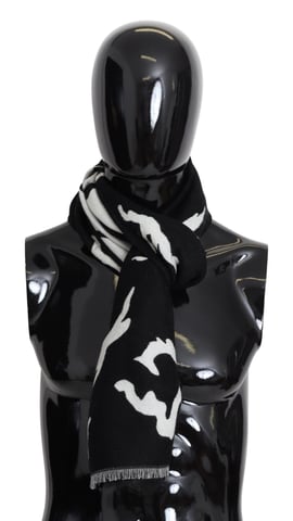 Givenchy Black White Wool Unisex Winter Warm Scarf Wrap Men's Shawl