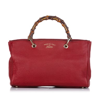 Vintage Gucci Bamboo Shopper Leather Satchel Red