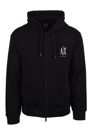 Armani Exchange Jersey Full Zip Hooded Sweatshirt Black
