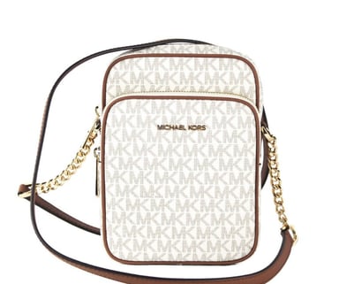 Michael Kors Women's Jet Set Medium Vanilla PVC North South Chain Handbag