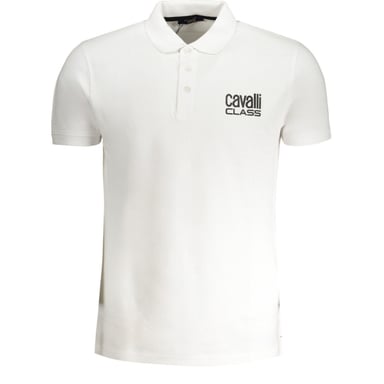 Cavalli Class Bold Logo White Polo Shirt