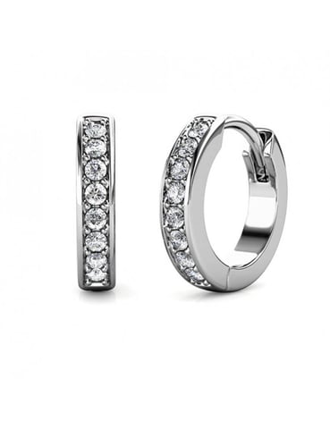 Circle Hoop Earrings - Silver and Crystal