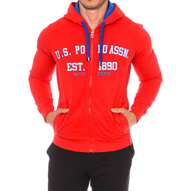 Long-sleeved sweatshirt with round neck, hood and zipper 52129 men