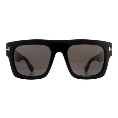 Tom Ford Square Mens glanzende zwarte rook grijze zonnebril