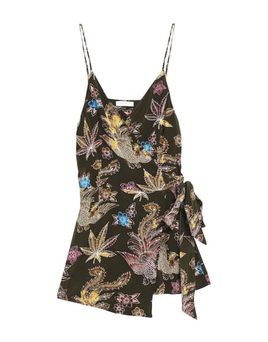 Sandro Military Green Print Silk Playsuit