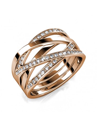 Criss Cross Ring - Rose Gold and Crystal