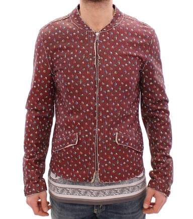 Dolce & Gabbana Bordeaux Läder Boxertryck Jacka Kappa