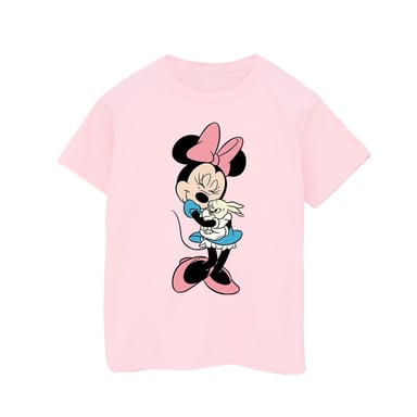 Disney Girls Minnie Mouse Bunny Hug Cotton T-Shirt (Baby Pink)
