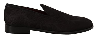 Dolce & Gabbana Svart Blomsterbrokad Tofflor Loafers Herrskor