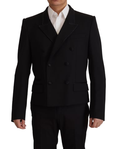 Dolce & Gabbana Svart Dubbelknäppt Kappa Blazer Herrjacka