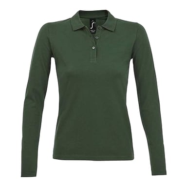 SOLS Womens/Ladies Perfect Pique Long-Sleeved Polo Shirt (Bottle Green)