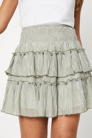Petite Stripe Frill Shirred Mini Skirt