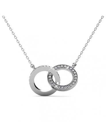 Circle Twin Necklace - Silver and Crystal