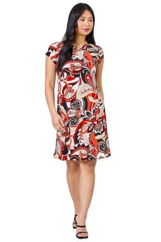 Petite Paisley Print Necklace Shift Dress