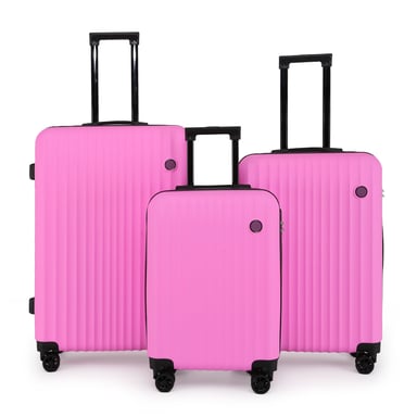 Hard Shell ABS Pink Suitcase Set 8 Wheel Travel Case Holiday Bags