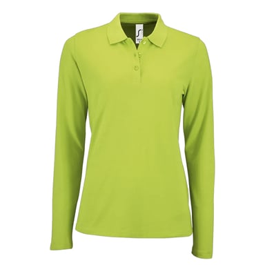 SOLS Womens/Ladies Perfect Pique Long-Sleeved Polo Shirt (Apple Green)