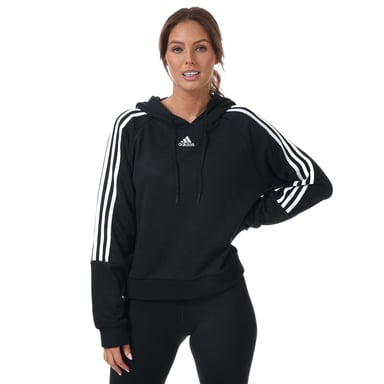 Women's adidas Essentials 3-Stripes Cropped Hoody in Black