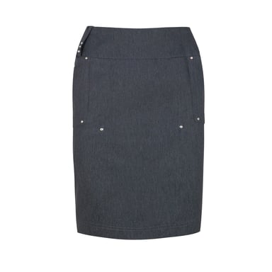 Mörkgrå denimliknande pennkjol med strassdetalj