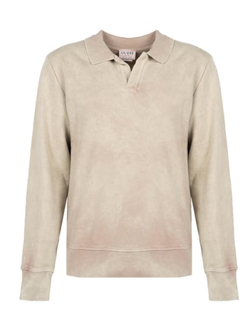 Guess Sweatshirt Polo Collar Men's Beige