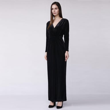 Textured velvet evening dress