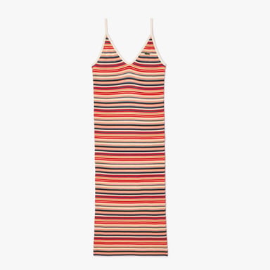 Women's Lacoste Long Striped Cotton Dress in Multi colour