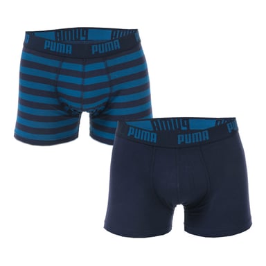 Men's Puma Striped 2 Pack Boxer Shorts in Blue